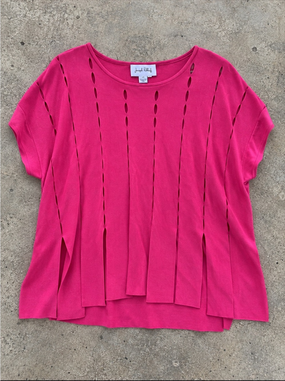 Joseph Ribkoff Pink Cutout Sweater Tank Top Set Large Layered Tunic Pointe Knit